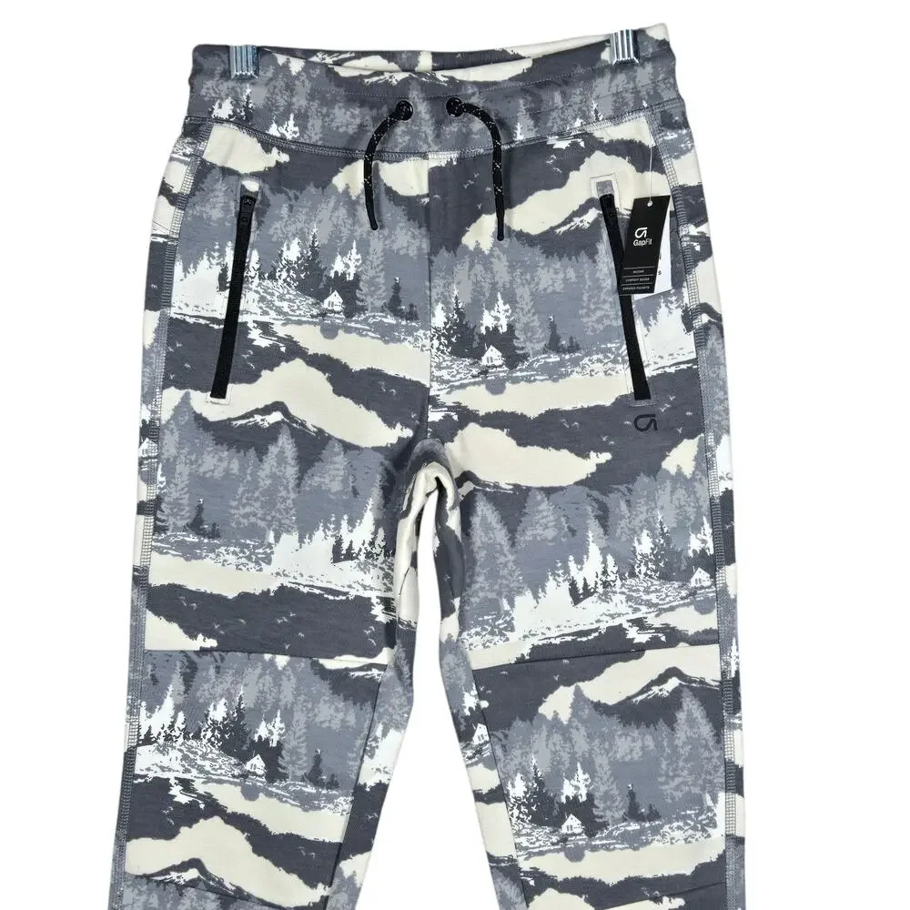 GapFit‎ Pants Kids Medium Gray Nature Mist Fit Tech Joggers Zip Pockets Casual
